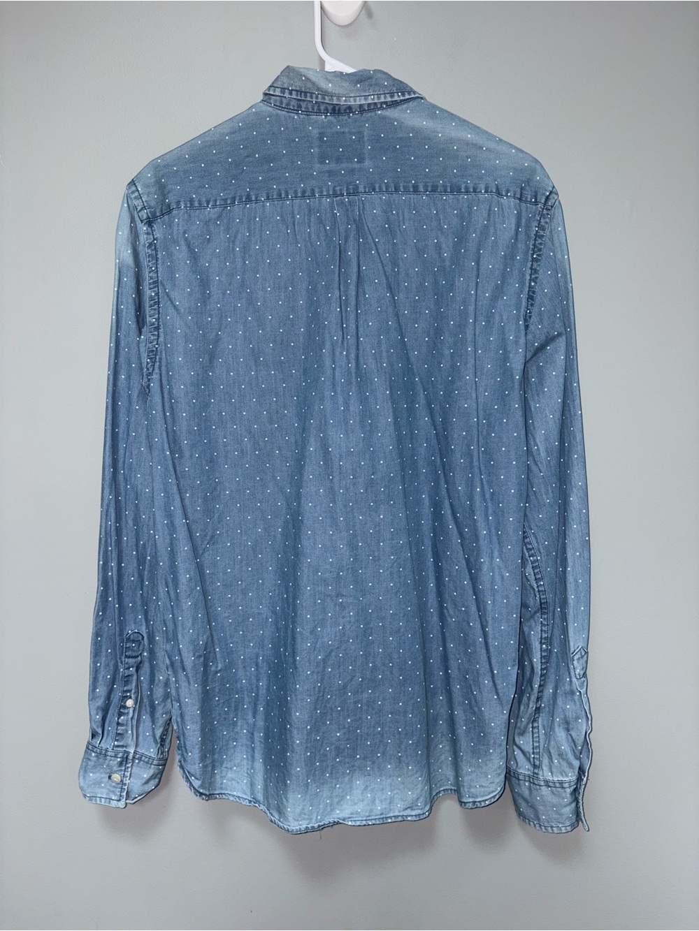 Denim & Flower Men's Light Blue Dot-Print Casual Button-Down Shirt Slim Fit XL - Picture 3 of 5